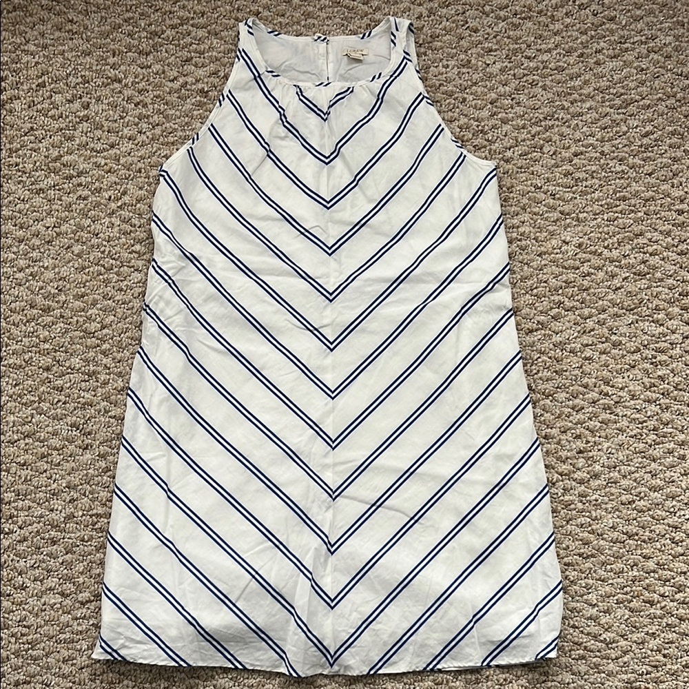 J. Crew Factory Blue and White Striped Dress